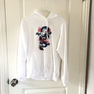 RARE brandy melville dragon thin white hoodie